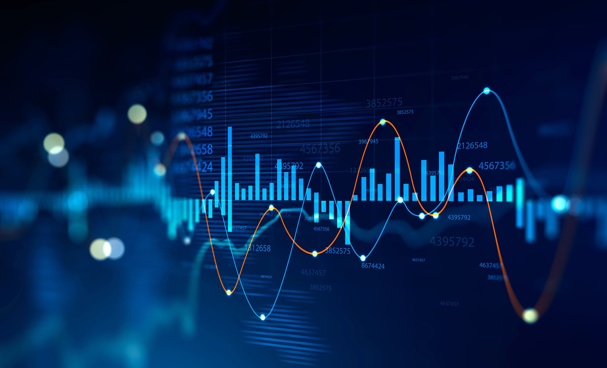 Stock market and trading, digital graph.